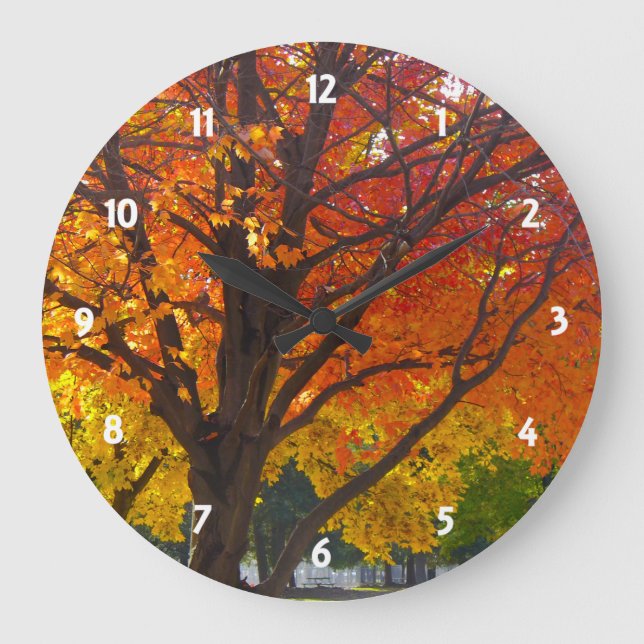Autumn Leaves of Yellow and Orange Photo Large Clock (Front)