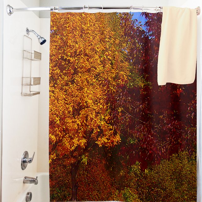 Autumn Leaves of Yellow Orange Brown Green Shower Curtain (Autumn Leaves of Yellow Orange Brown Green Shower Curtain)
