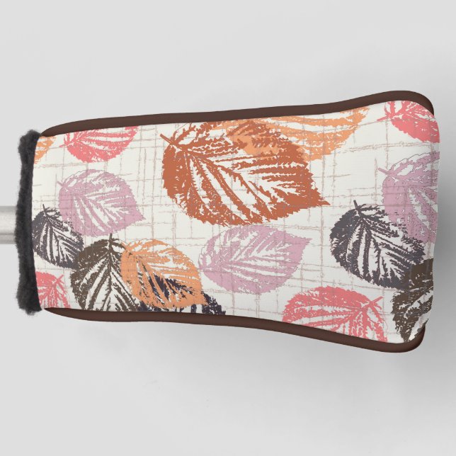 Autumn leaves on beige. golf head cover (Front)