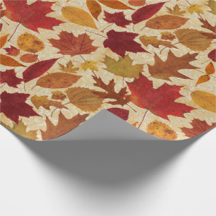 Autumn Leaves on Beige Wrapping Paper