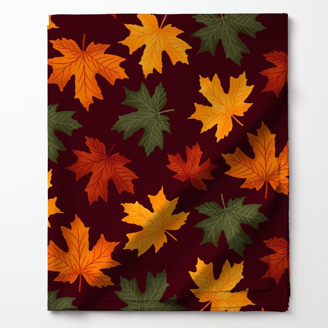 Autumn Leaves On Burgundy Pattern Fabric (Creator Uploaded)