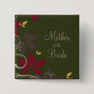 Autumn Leaves on Green Mother of the Bride 15 Cm Square Badge