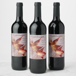 Autumn leaves on textured paper wine label