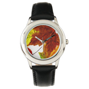 Autumn Leaves on White Abstract Impressionism Watch