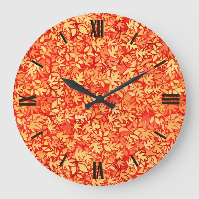 Autumn leaves, orange and gold large clock (Front)