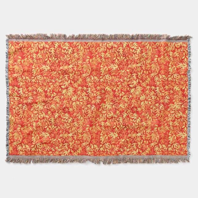 Autumn leaves, orange and gold throw blanket (Front)