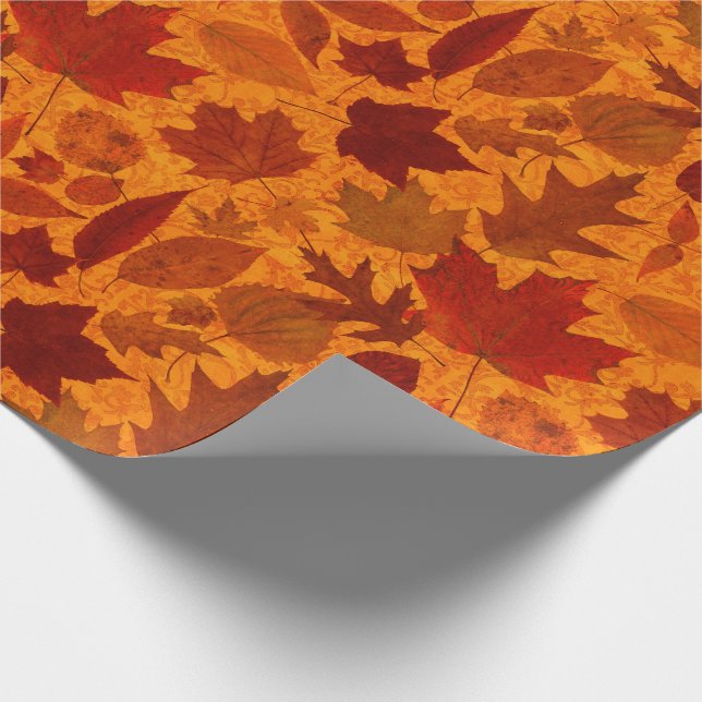Autumn Leaves Orange Wrapping Paper (Corner)