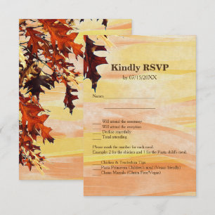 Autumn Leaves Orange Yellow Swirl RSVP Menu Card