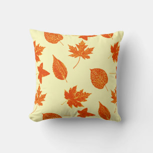 Autumn leaves - pale yellow and orange cushion