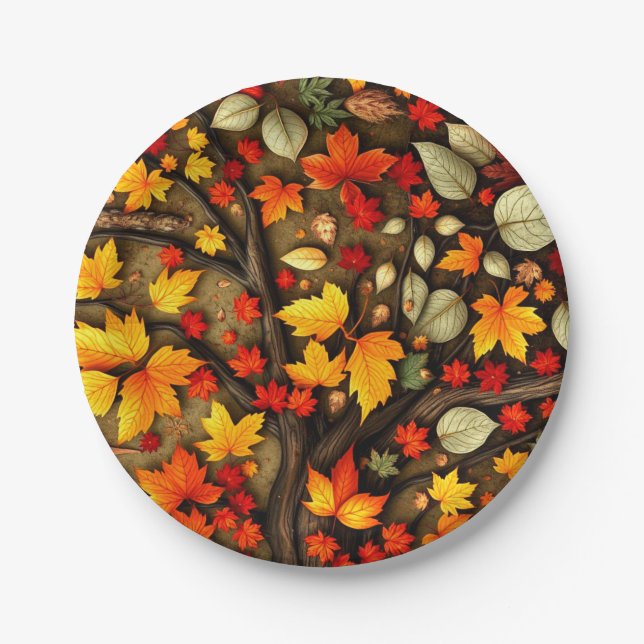 Autumn Leaves Paper Plate (Front)