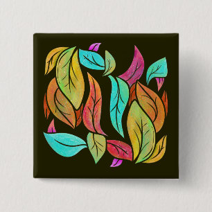 Autumn leaves pattern 15 cm square badge