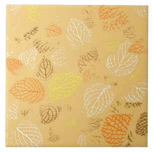 Autumn, Leaves Pattern 4 Ceramic Tile