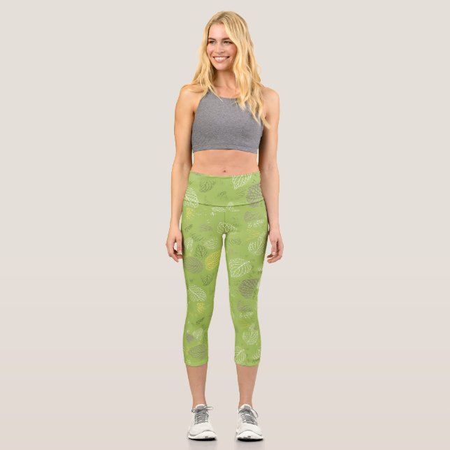 Autumn Leaves Pattern 6 Capri Leggings (Front)