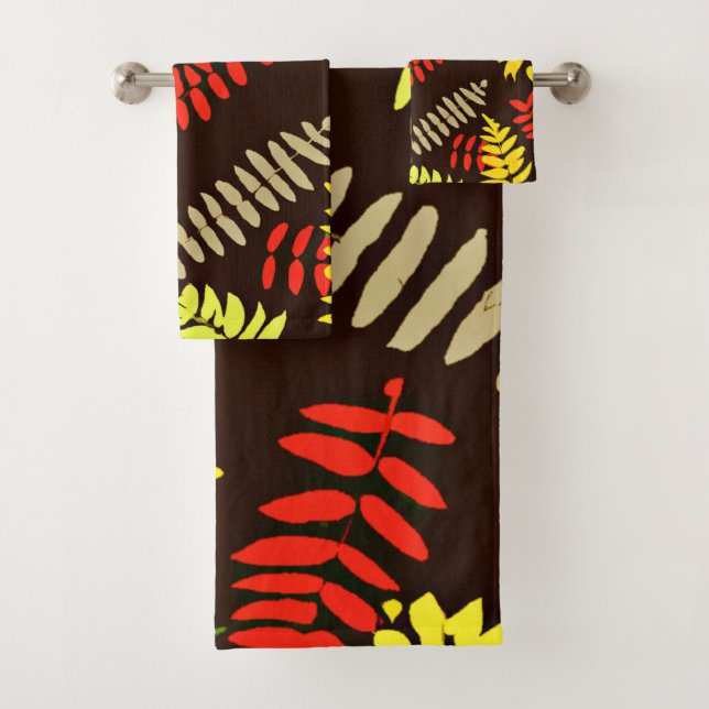 Autumn Leaves Pattern Art Bath Towel Set (Insitu)