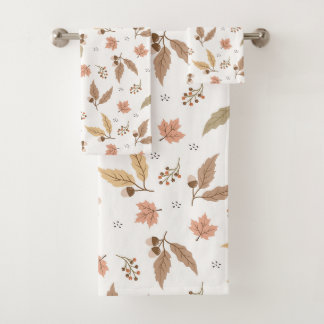 Autumn leaves pattern bath towel set