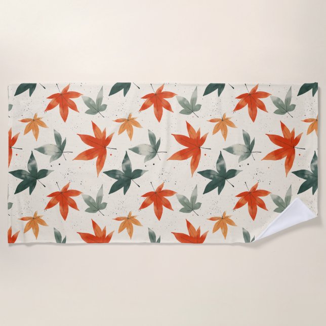 Autumn Leaves Pattern Beach Towel (Front)