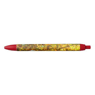 Autumn leaves pattern black ink pen