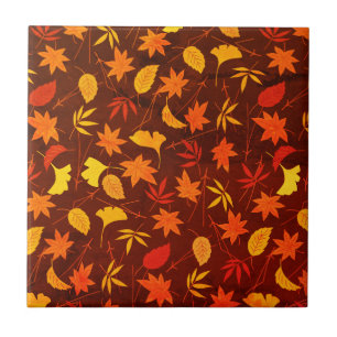 Autumn Leaves Pattern Ceramic Tile