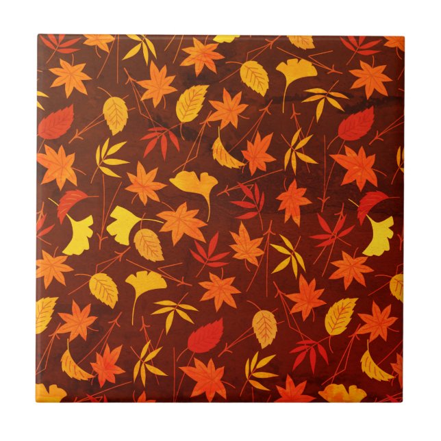 Autumn Leaves Pattern Ceramic Tile (Front)