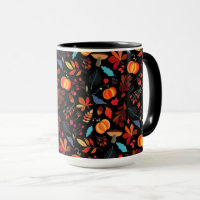 Autumn Leaves Pattern Coffee Mug - Custom Colour