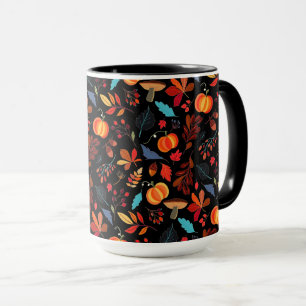 Autumn Leaves Pattern Coffee Mug - Custom Colour