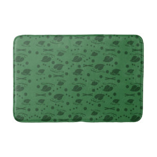 Autumn Leaves Pattern Dark Green Bath Mat