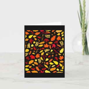 Autumn Leaves Pattern Fall Design Acorns Wheat Card