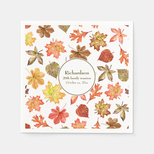 Autumn leaves pattern fall family reunion napkin (Front)