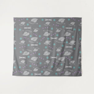 Autumn Leaves Pattern Grey Colourful Tapestry