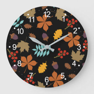 Autumn Leaves Pattern Large Clock-55694 Clock