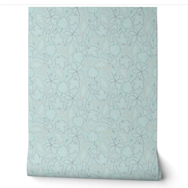 autumn leaves pattern line art wallpaper (Unrolling)