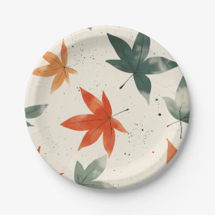 Autumn Leaves Pattern Paper Plate