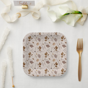 Autumn Leaves Pattern Paper Plate