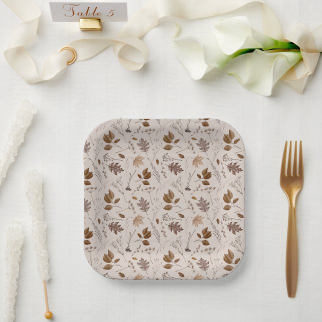 Autumn Leaves Pattern Paper Plate (Wedding)