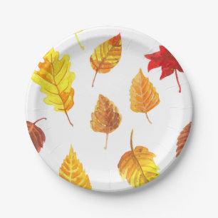 Autumn leaves pattern paper plate