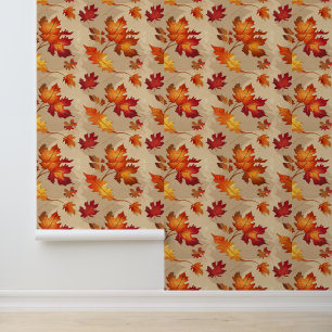 Autumn Leaves Pattern Peel and Stick Removable Wallpaper