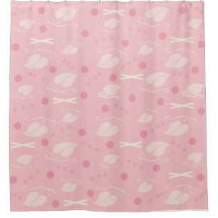 Autumn Leaves Pattern Pink Vanilla Shower Curtain