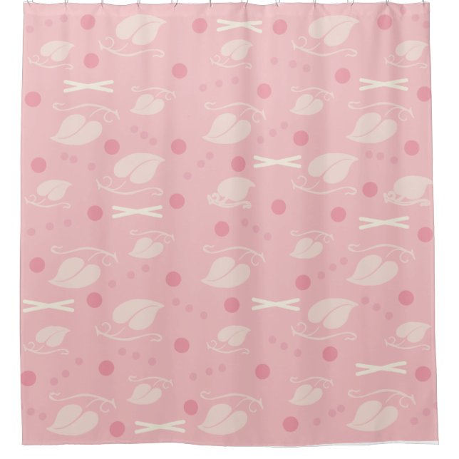 Autumn Leaves Pattern Pink Vanilla Shower Curtain (Front)