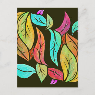 Autumn leaves pattern postcard