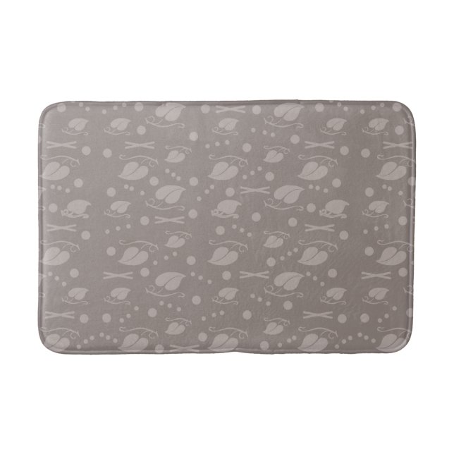 Autumn Leaves Pattern Taupe Bath Mat (Front)