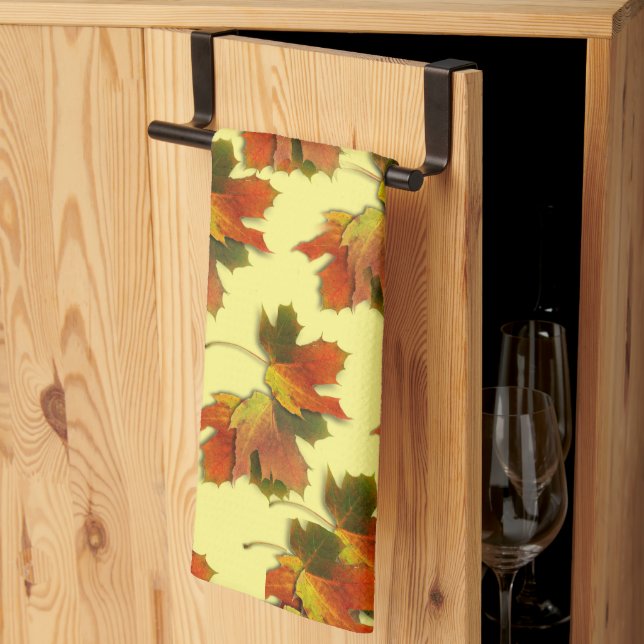 Autumn Leaves Pattern Tea Towel (Thirds Fold)