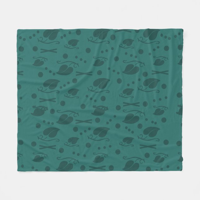 Autumn Leaves Pattern Teal Fleece Blanket (Front (Horizontal))