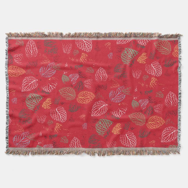 Autumn, Leaves Pattern Throw Blanket (Front)