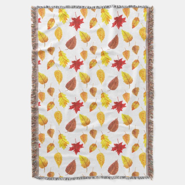 Autumn leaves pattern throw blanket (Front Vertical)