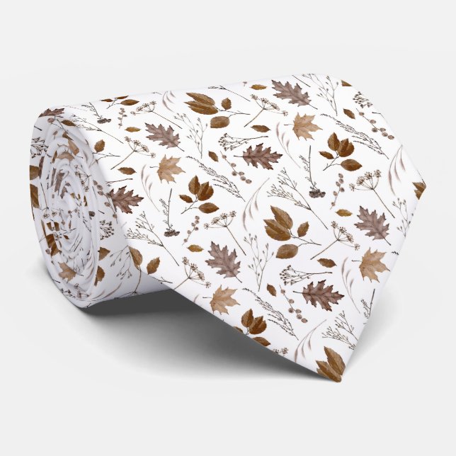 Autumn Leaves Pattern Tie (Rolled)