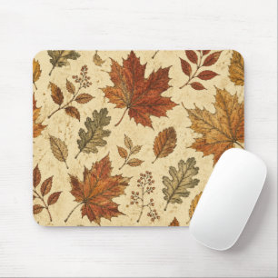 Autumn Leaves Pattern – Vintage Fall Botanical Mouse Pad