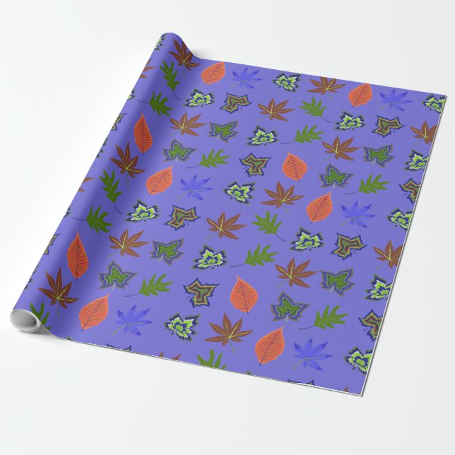 Autumn Leaves Pattern Wrapping Paper (Unrolled)