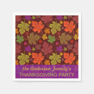 Autumn Leaves Personalised Fall Thanksgiving Party Napkin