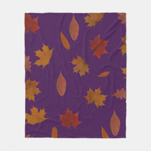Autumn Leaves Photographic on Custom Colour Fleece Blanket