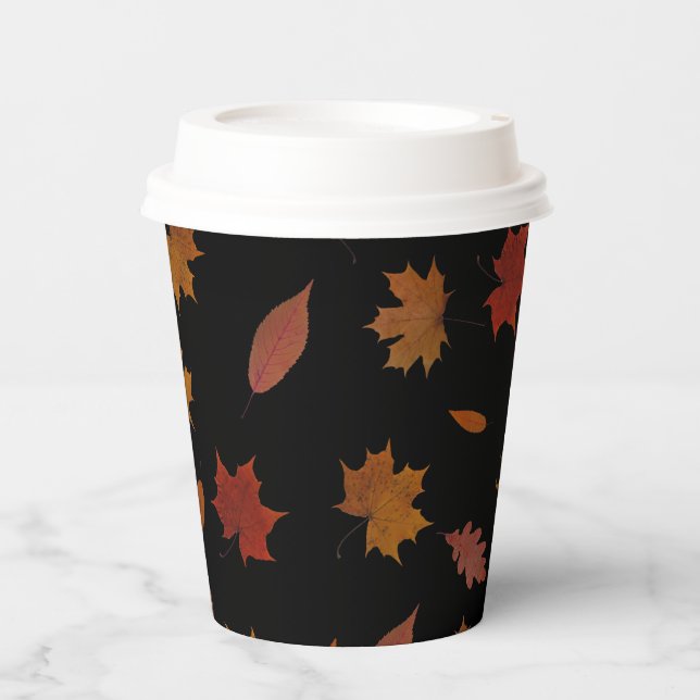 Autumn Leaves Photographic on Custom Colour Paper  Paper Cups (Front)